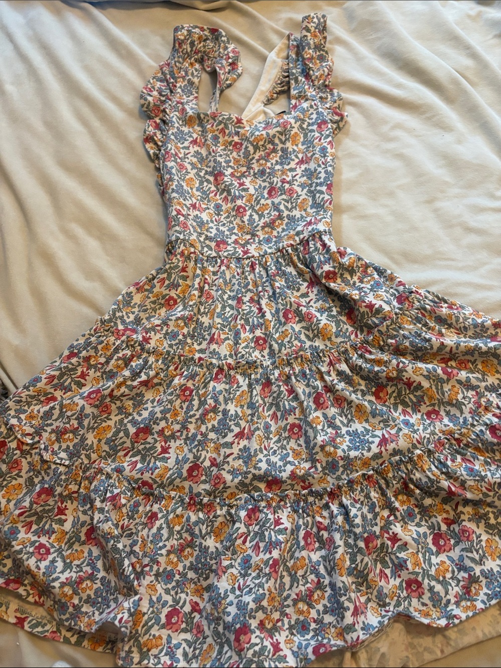 Polo by Ralph Lauren Floral Ruffle-Strap Midi Dress - Cream, Pink, Yellow, Blue